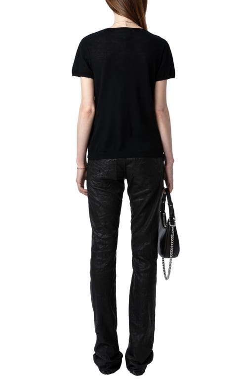 Shop Zadig & Voltaire Celsey Short Sleeve Cashmere Sweater In Noir