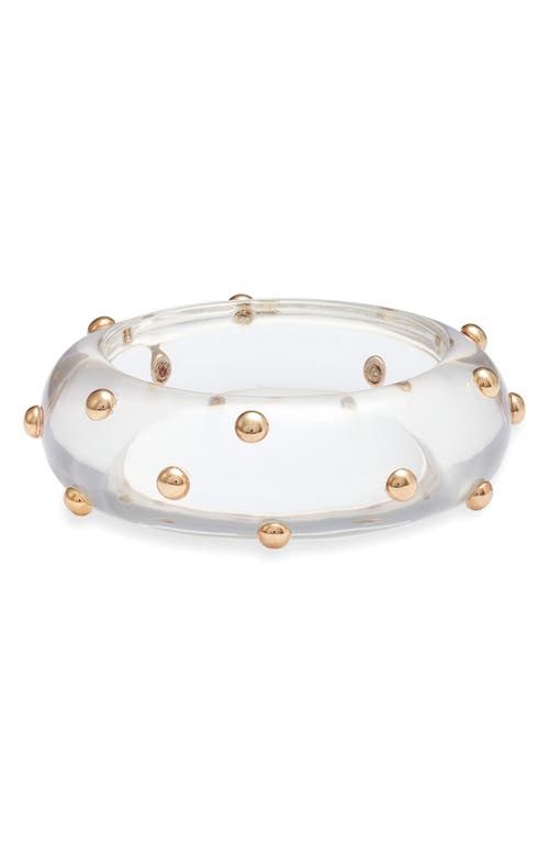 Dotted Lucite Bangle Bracelet in Clear- Gold