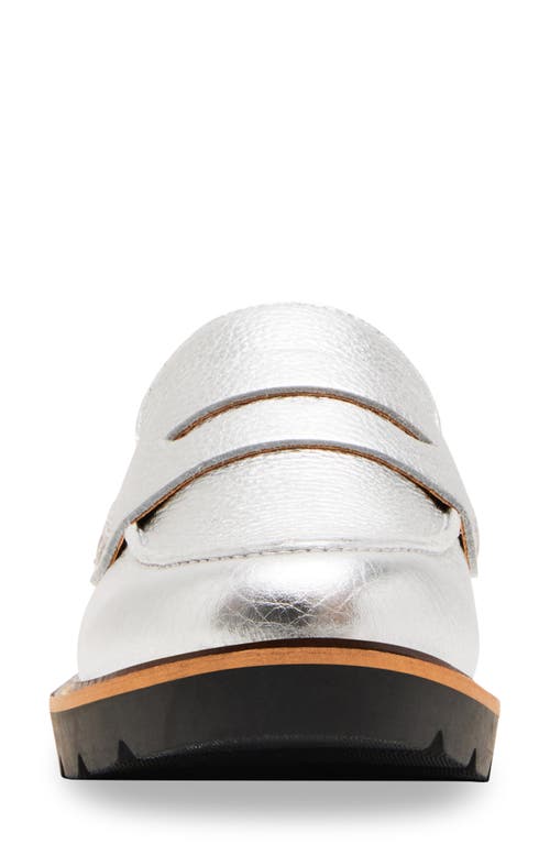 Blondo Waterproof Penny Loafer In Silver Leather