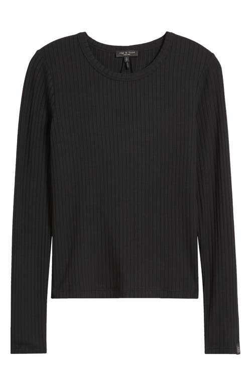 Shop Rag & Bone Luca Rib Long Sleeve Top In Black