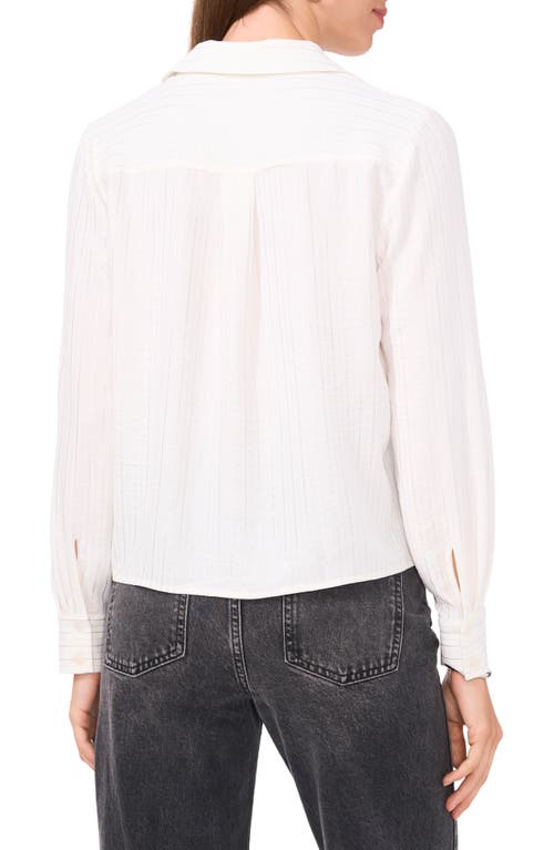 Shop Vince Camuto Foil Stripe Button-up Shirt In Ultra White