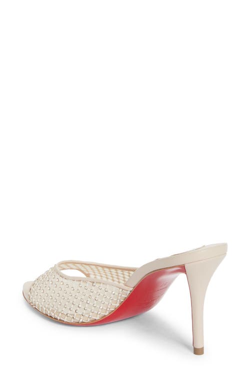 Shop Christian Louboutin Apostropha Crystal Beaded Pointed Toe Slide Sandal In Leche Silk/leche