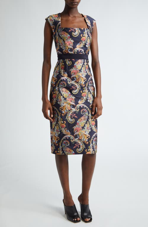 Etro Paisley Brocade Sheath Dress Navy at Nordstrom, Us