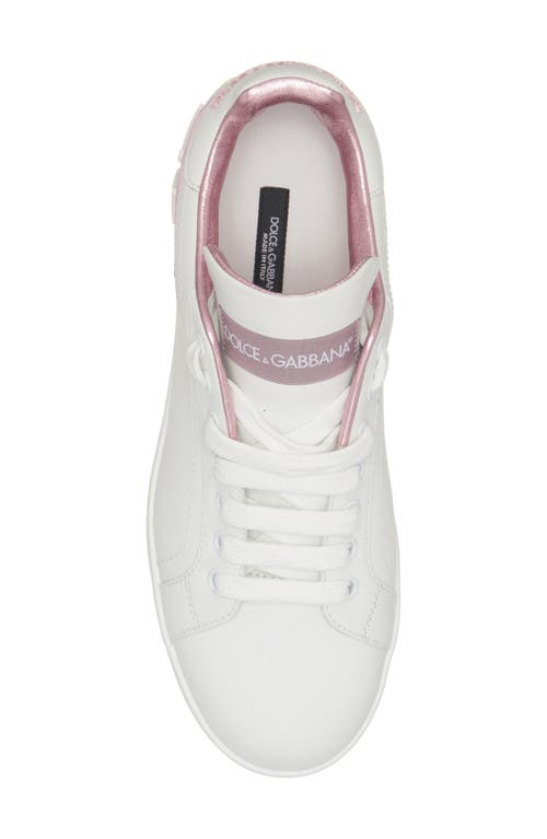 Shop Dolce & Gabbana Dolce&gabbana Portofino Platform Sneaker In White/pink