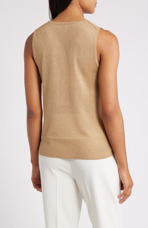 Shop Anne Klein Metallic Sweater Vest In Light Gold