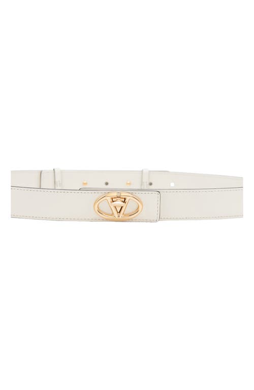 Shop Valentino Garavani Vlogo Locker Buckle Leather Belt In Ivory