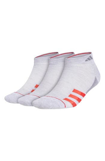 Adidas Originals Adidas 3-pack Superlite Stripe Low-cut Socks In Heather/scarlet/bright Red