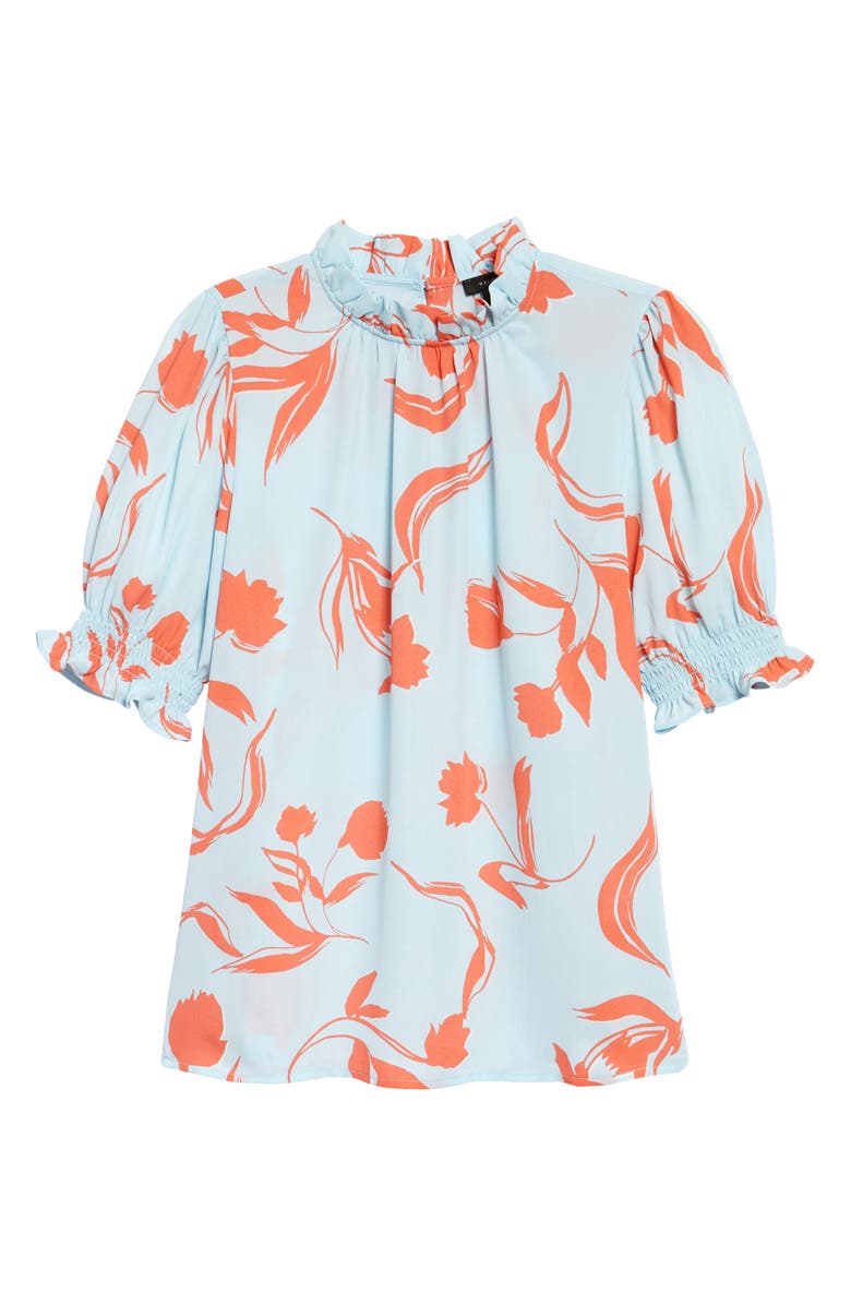 HALOGEN<SUP>®</SUP> Smocked Sleeve Top, Main, color, BLUE- CORAL FLORAL