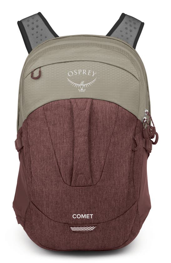 Shop Osprey Comet Backpack In Sawdust Tan/ Raisin Red