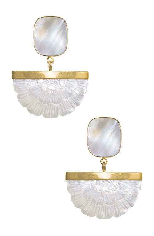 Freya Rose Hand Carved Mother Of Pearl Rose Drops In Gold