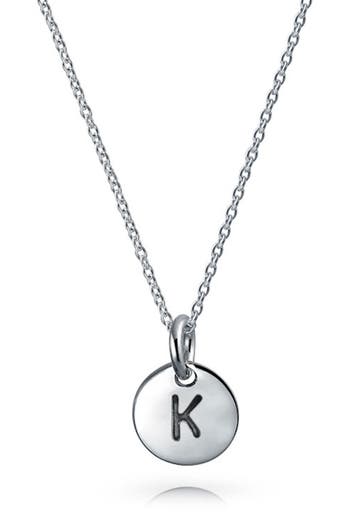 Bling Jewelry Minimalist Sterling Silver Initial Pendant Necklace In Silver - K