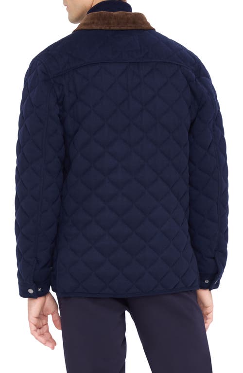 Shop Bugatchi Diamond Quilted Field Jacket In Navy