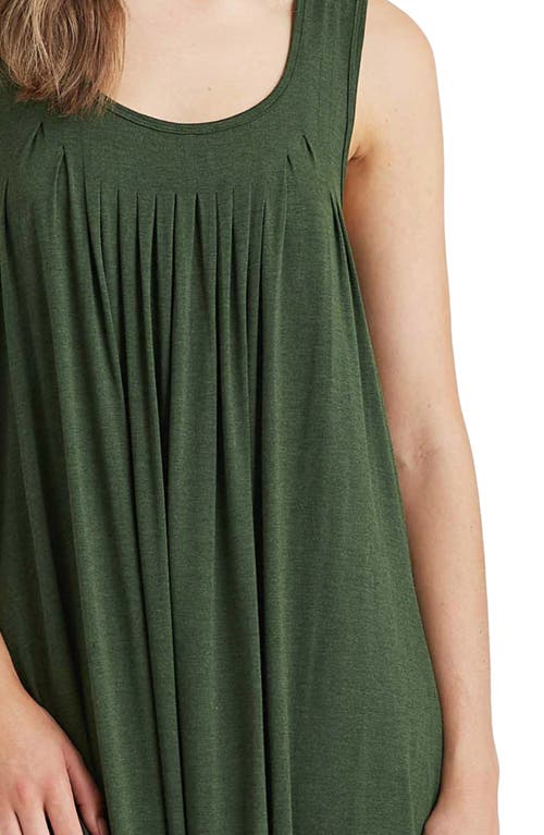 Shop Papinelle Kate Pleated Nightgown In Forest Green