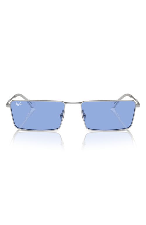 Ray-Ban Emy 56mm Rectangular Sunglasses in Silver at Nordstrom