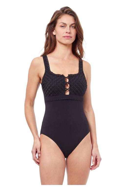 Profile by Gottex Rendez-Vous Square Neck One Piece Swimsuit in Black