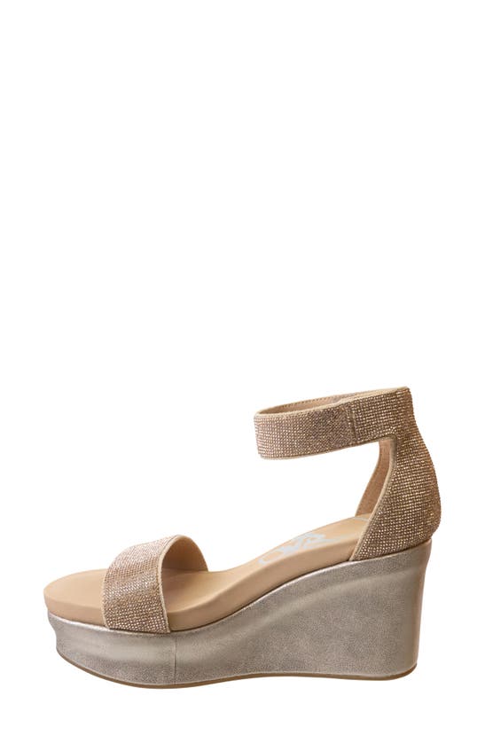 Shop Otbt Status Crystal Embellished Wedge Sandal In Rose Gold