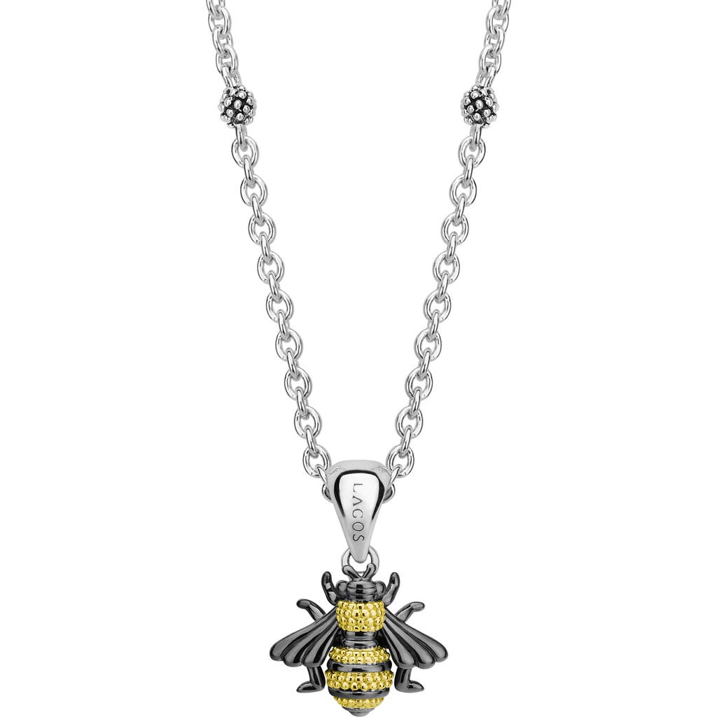 Lagos 18k Yellow Gold & Sterling Silver Rare Wonders Honeybee Pendant Necklace, 18 In Silver/gold