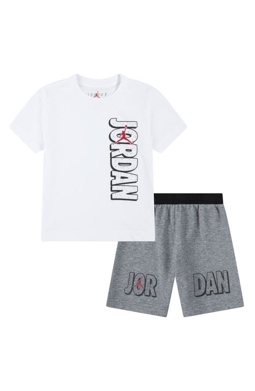 Kids' Dri-FIT Jordan Rise Graphic T-Shirt & Sweat Shorts Set Carbon Heather at Nordstrom