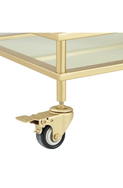 Shop Inspired Home Rolling Bar Cart In Gold/white