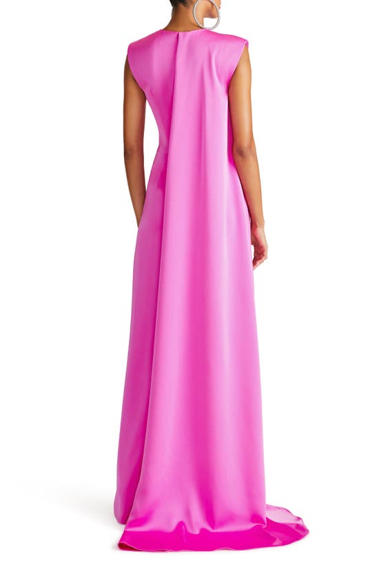 Shop Halston Tara Pleat Drape Satin Gown In Taffy