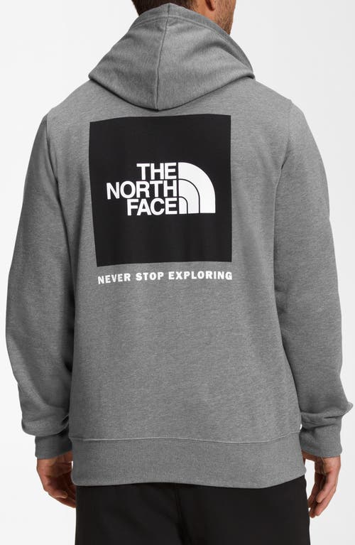 Shop The North Face Nse Box Logo Graphic Hoodie In Medium Grey Heather/tnf Black