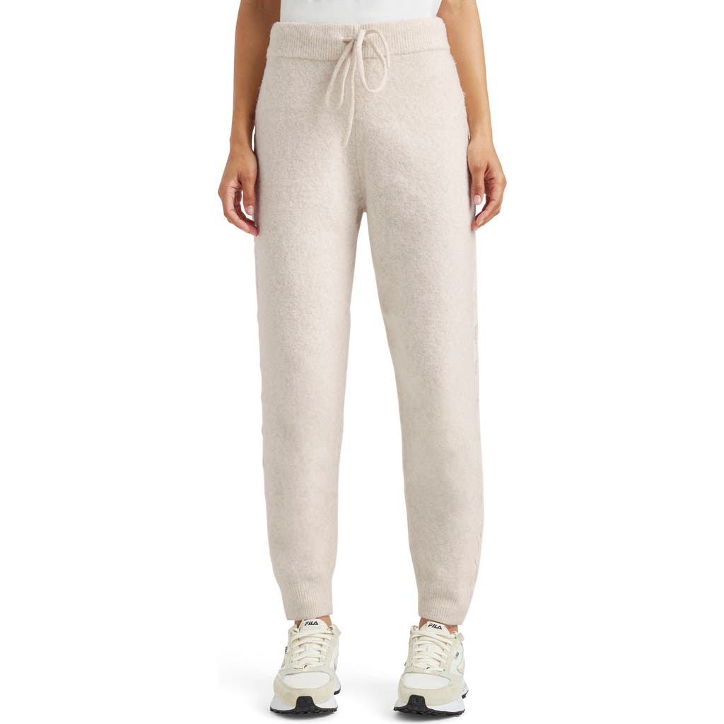Splendid Stassi Side Cable Sweater Knit Joggers in Oat Heather