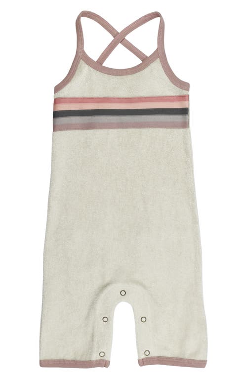 L'ovedbaby Stripe Appliqué Sleeveless Organic Cotton Terry Dungarees In Ivory/pinks