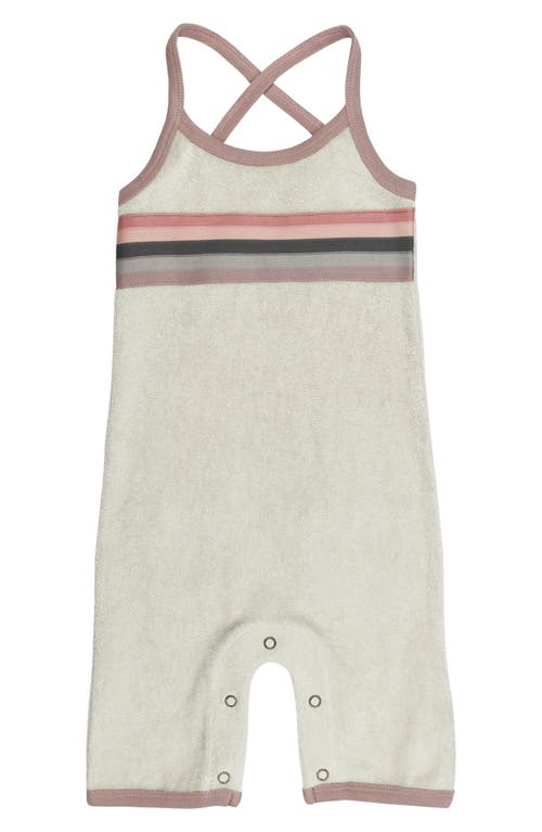 L'ovedbaby Stripe Appliqué Sleeveless Organic Cotton Terry Overalls In Ivory/pinks