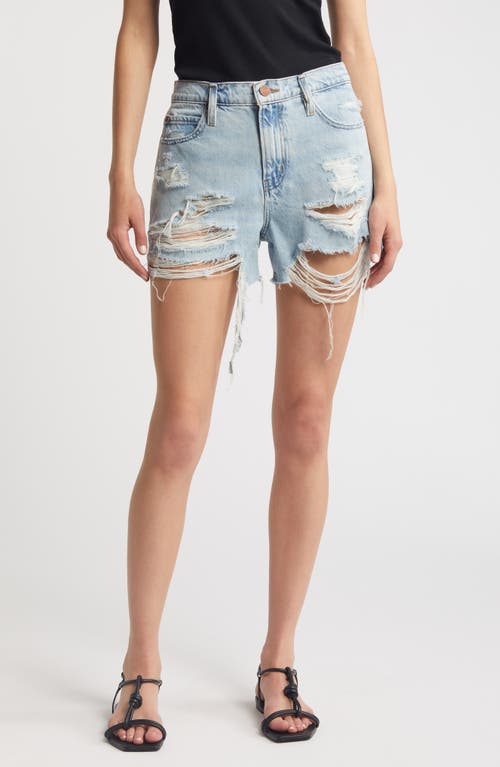 Frame The Vintage Relaxed Denim Shorts In Fizz Indigo Destructed