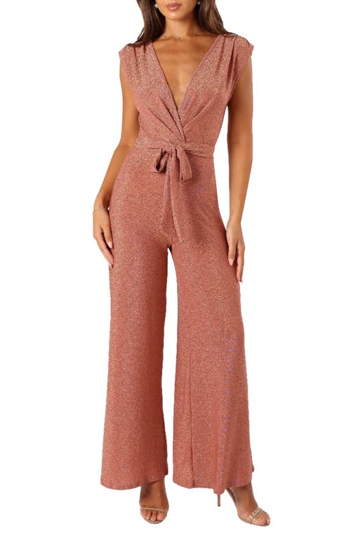 Petal & Pup Nora Metallic Wide Leg Jumpsuit in Dusty Rose 