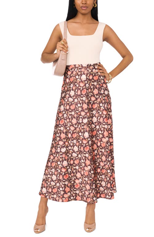 Shop 1.state Floral Bias Cut Midi Skirt In Carnelian