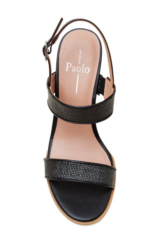 Shop Linea Paolo Edith Wedge Sandal In Black Raffia