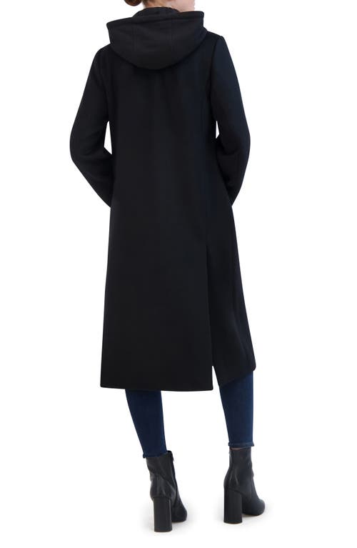 Rebecca Minkoff Double Breasted Longline Coat With Jersey Hooded Bib In Black