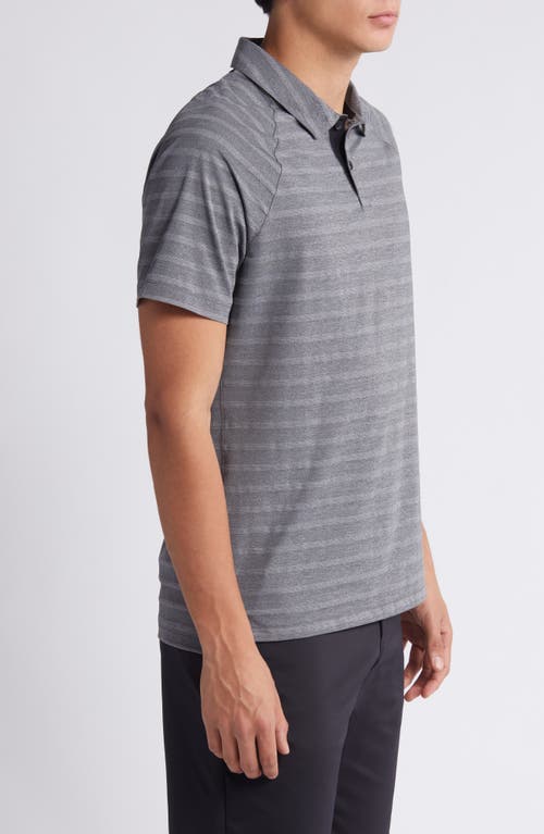 Shop Zella Stripe Performance Court Polo In Black