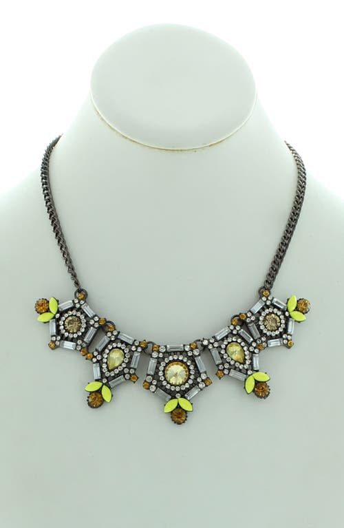 Shop Olivia Welles Zanina Bib Necklace In Gunmetal/multi