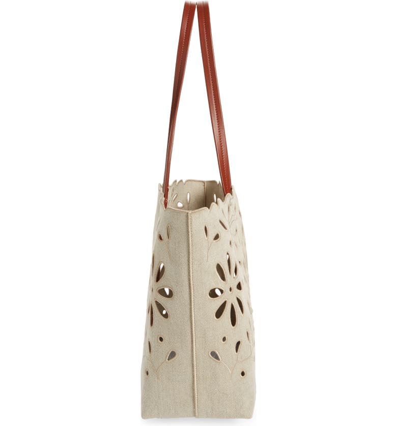 Kamilla East/West Embroidered Linen Tote