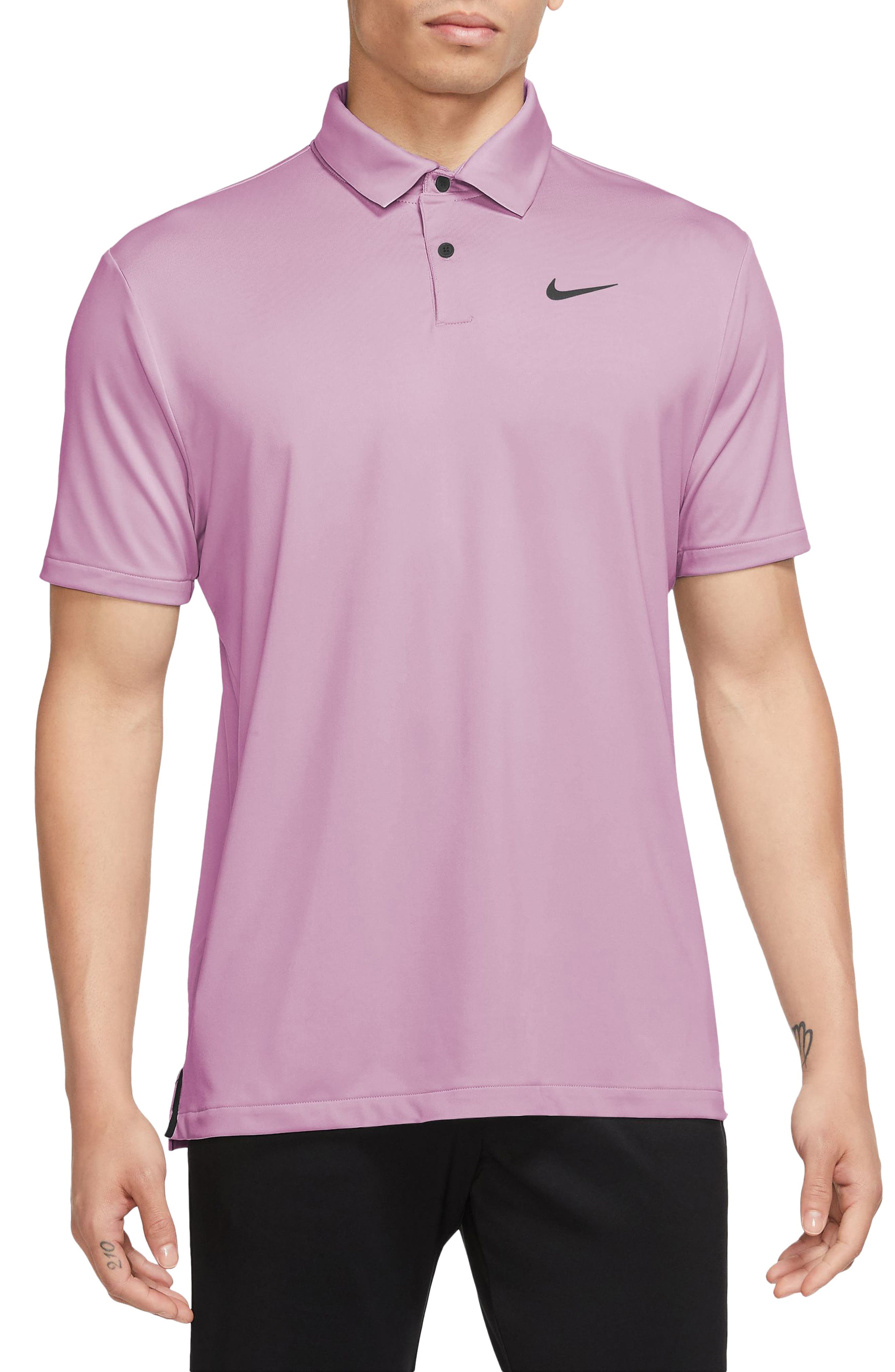 Nike Golf Dri-fit Tour Solid Golf Polo In Light Arctic Pink/black