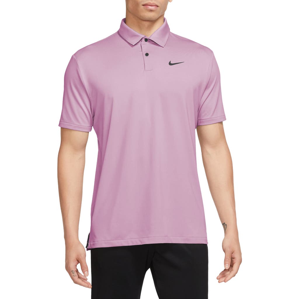 Nike Golf Dri-fit Tour Solid Golf Polo In Light Arctic Pink/black