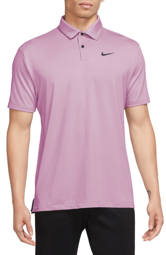 Shop Nike Dri-fit Tour Solid Golf Polo In Light Arctic Pink/ Black