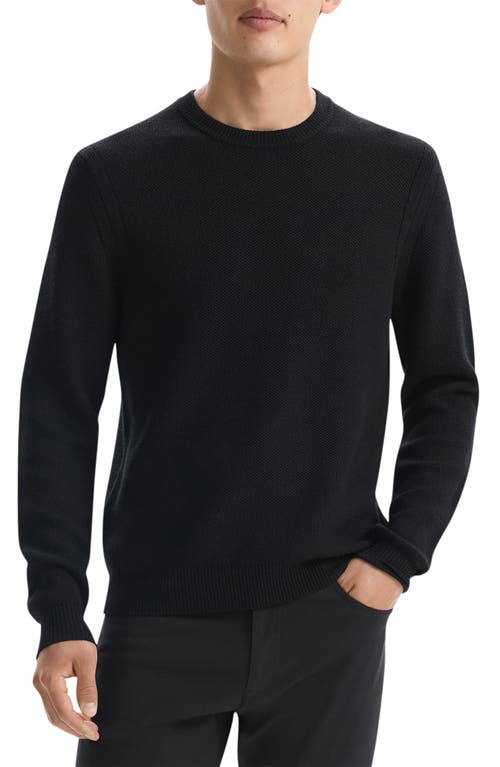 Shop Theory Honeycomb Merino Wool Crewneck Sweater In Black - 001