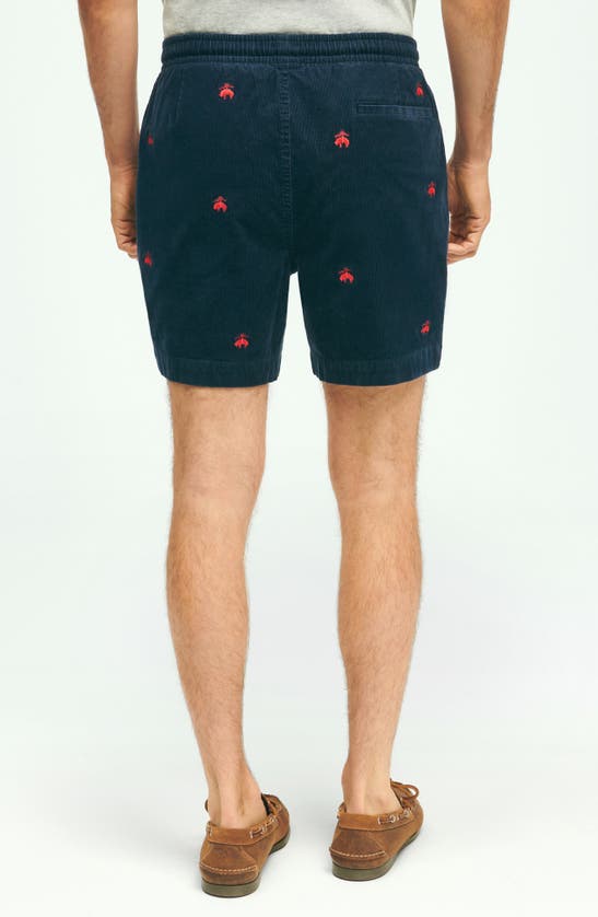 Shop Brooks Brothers Embroidered Stretch Cotton Corduroy Shorts In Indigo