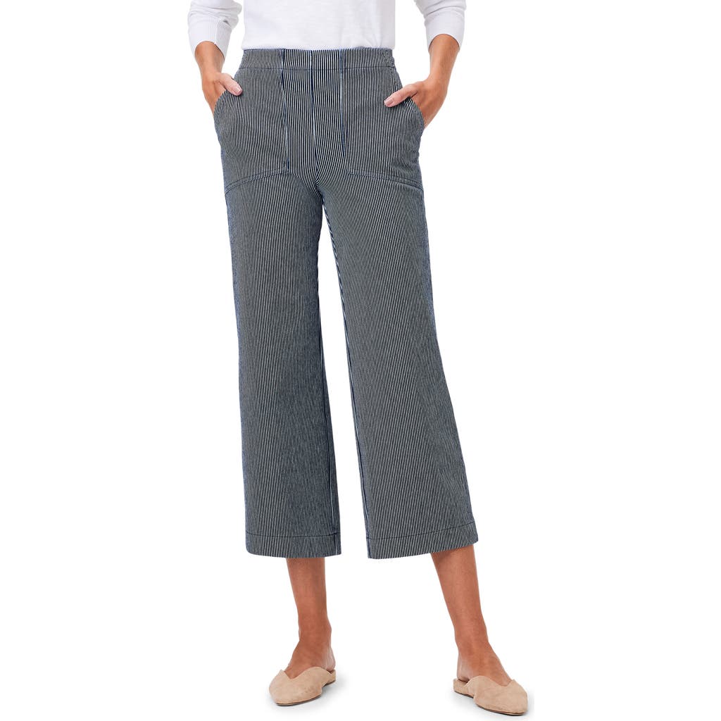 Nic + Zoe All Day Stripe Wide-leg Jean In Blue Multi In Gray