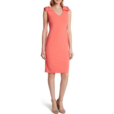 Tahari Bow Crepe Sheath Dress, Orange