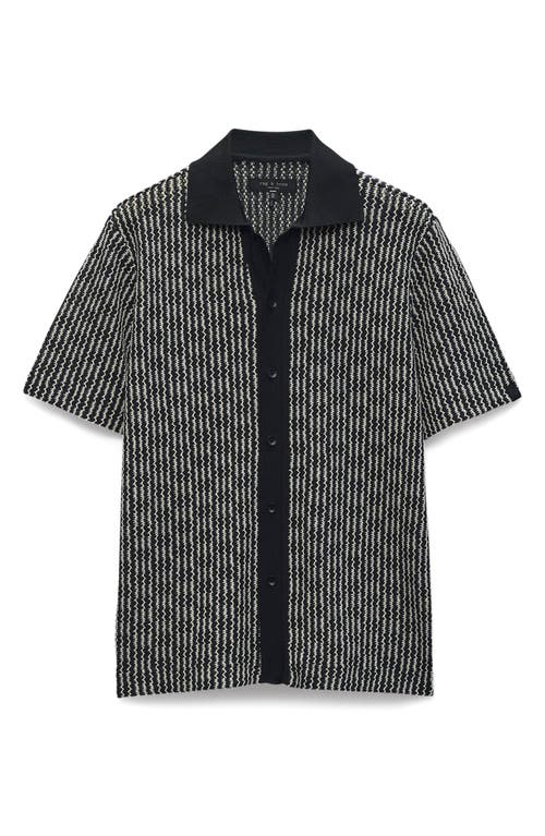 Shop Rag & Bone Payton Short Sleeve Knit Button-up Shirt In Black Multi