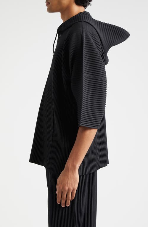 Shop Issey Miyake Homme Plissé  Mc June Pleated Hoodie In Black