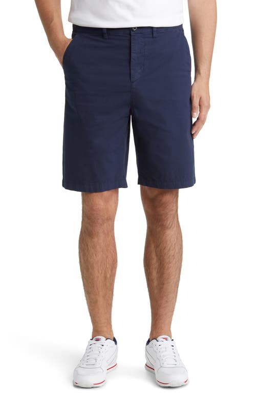 Flat Front Stretch Cotton Shorts in Navy