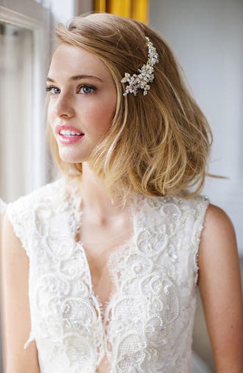 Brides & Hairpins India Full Halo Nordstrom sale Pearl Swarvoski Crystal Wedding Hair