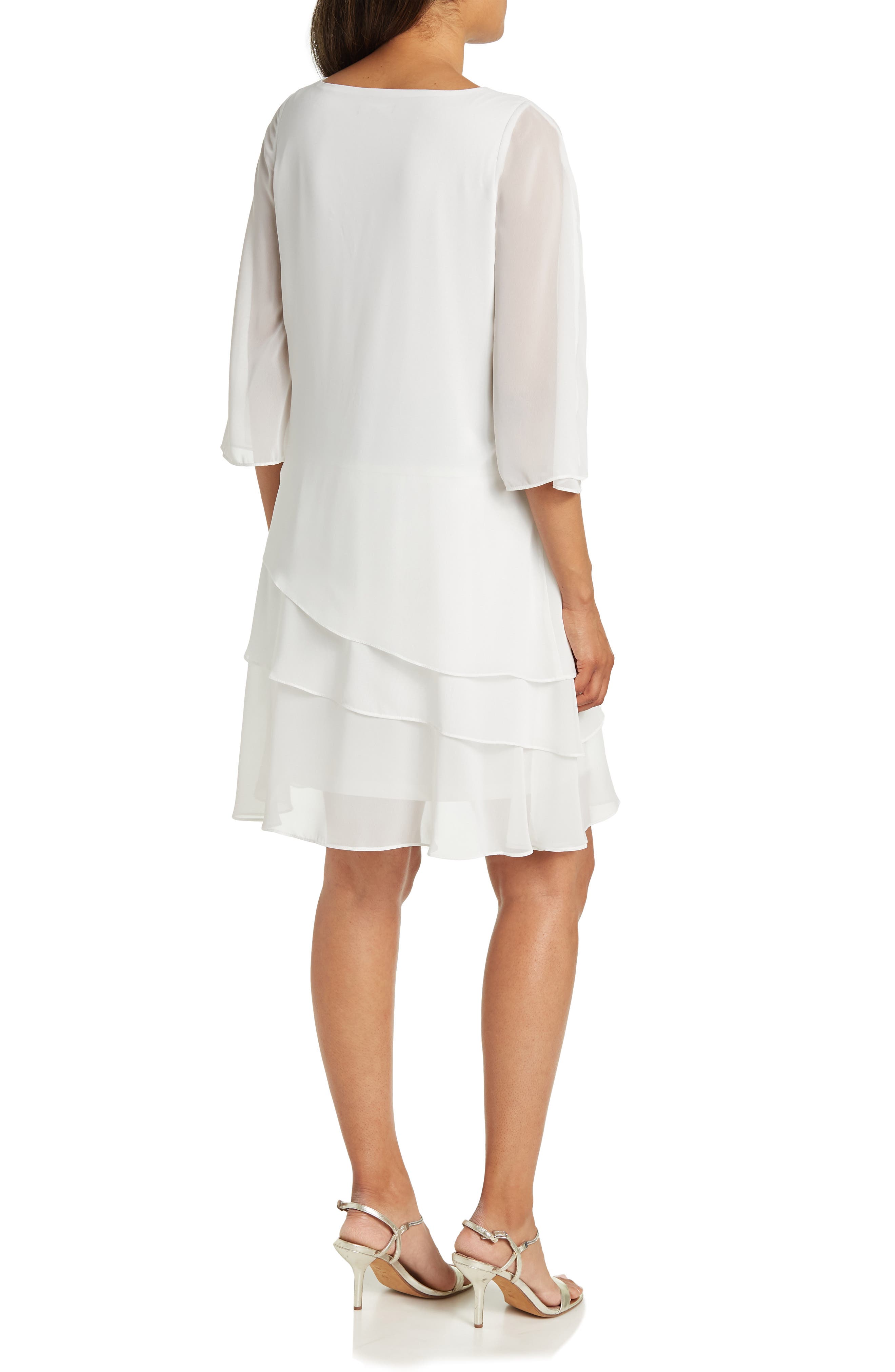 3/4 Sleeve Ruffle Dress