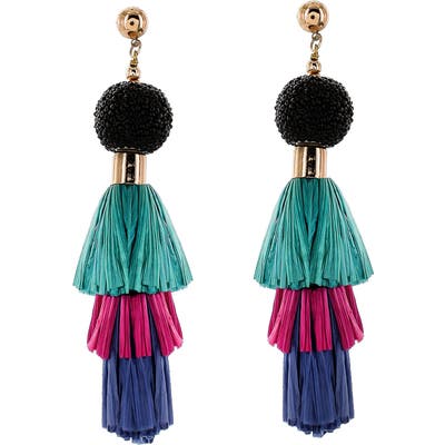 Panacea Raffia Tassel Drop Earrings