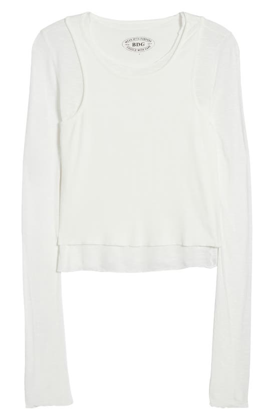 Bdg Urban Outfitters Double Layer Long Sleeve Top In Off-white